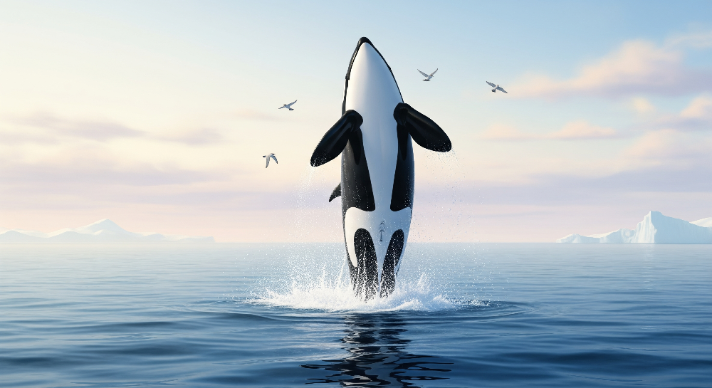 Orca Leaping from the Ocean Wall Mural