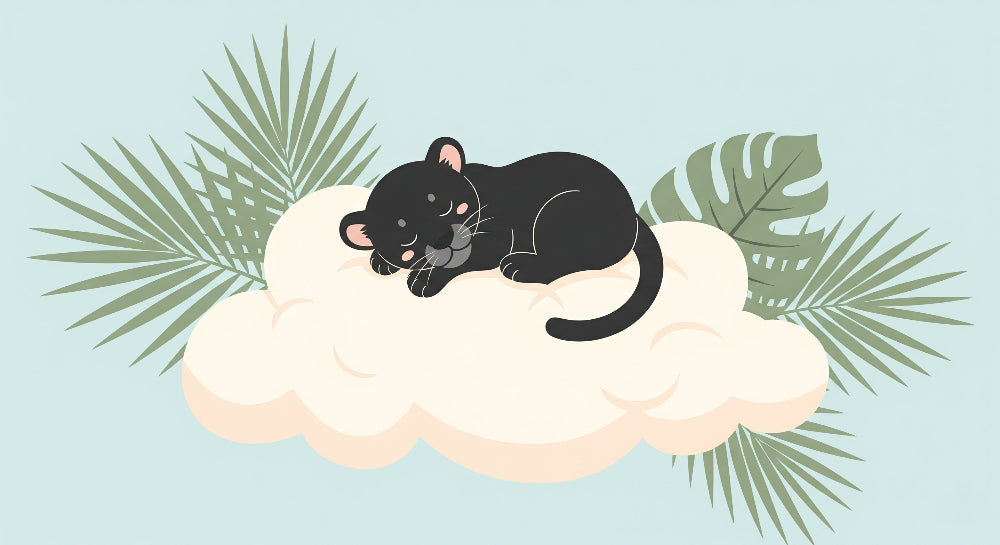 Detailed sleeping panther on cloud mural wallpaper design pattern by Kids-Mundo