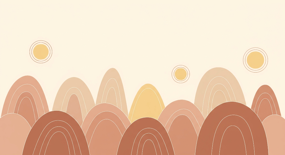 Pastel Boho Hills and Sunshine Wall Mural