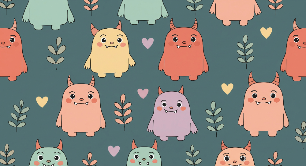 Playful Pastel Monster Friends Wall Mural
