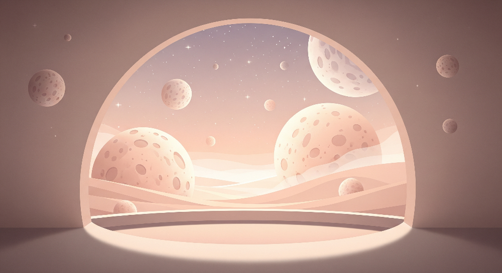 Pastel Moons and Stars Dome Window Wall Mural