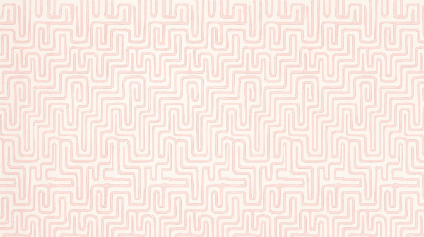 Kids-Mundo flat artwork preview of the pastel pink labyrinth wall mural pattern.