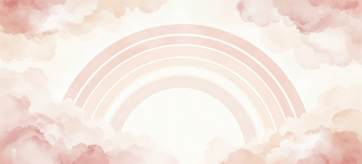 Soft Pastel Rainbow and Clouds Wall Mural