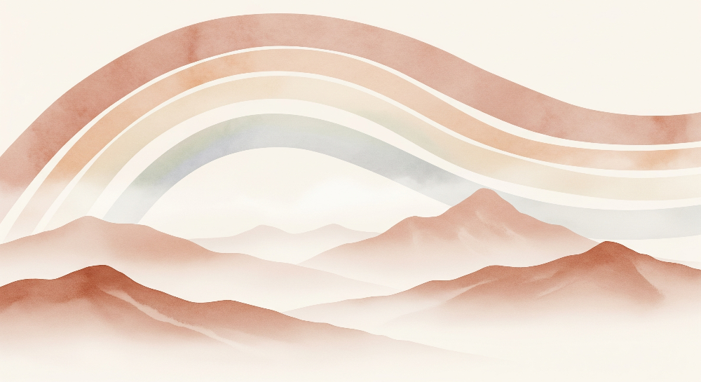 Pastel Rainbow Over Terracotta Mountains Wall Mural