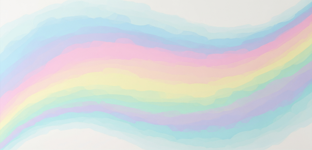 Flowing Pastel Rainbow Waves Wall Mural
