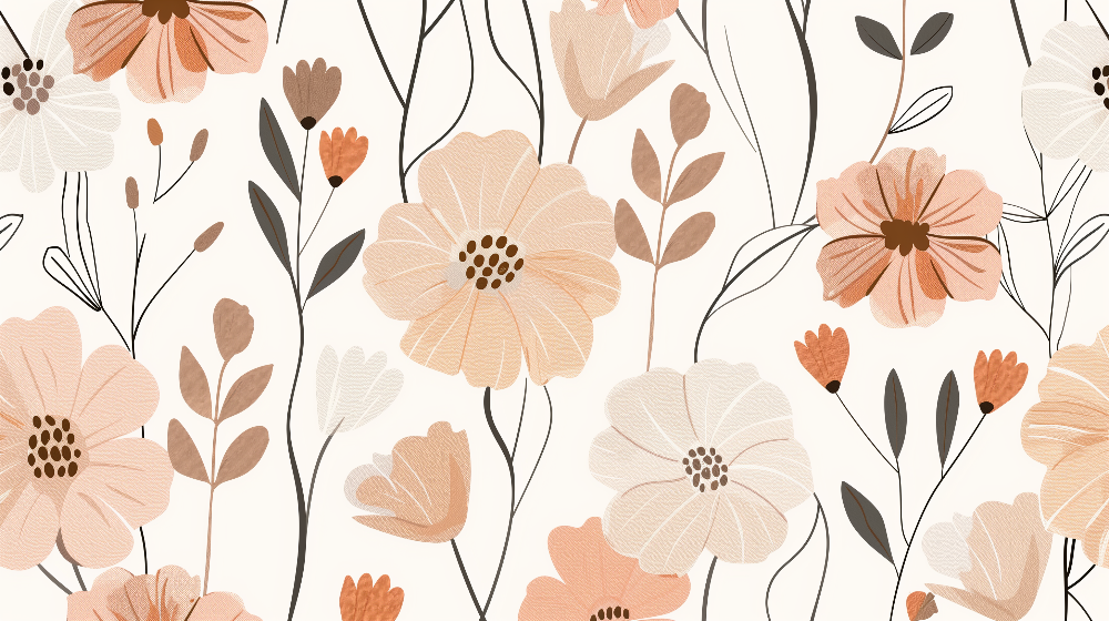 Pastel Terracotta Floral Wall Mural
