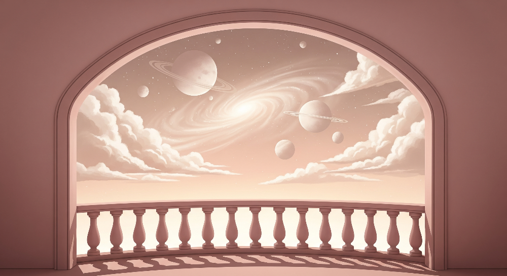 Dreamy Pink Galaxy Balcony Wall Mural