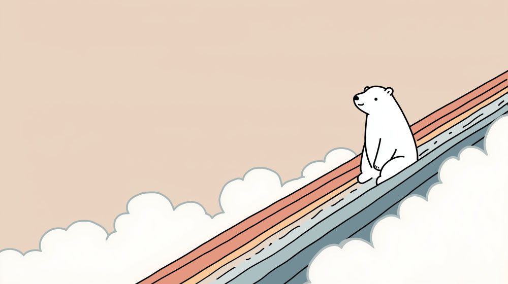 Detailed polar bear on rainbow clouds mural wallpaper design pattern by Kids-Mundo