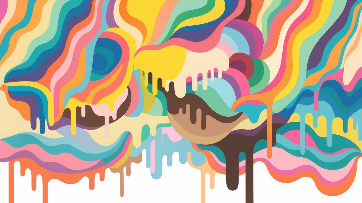 Psychedelic Rainbow Waves Wall Mural