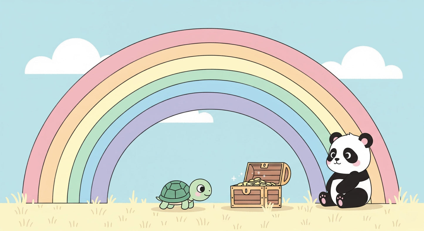 Detailed rainbow animals mural wallpaper design pattern with turtle and panda by Kids-Mundo