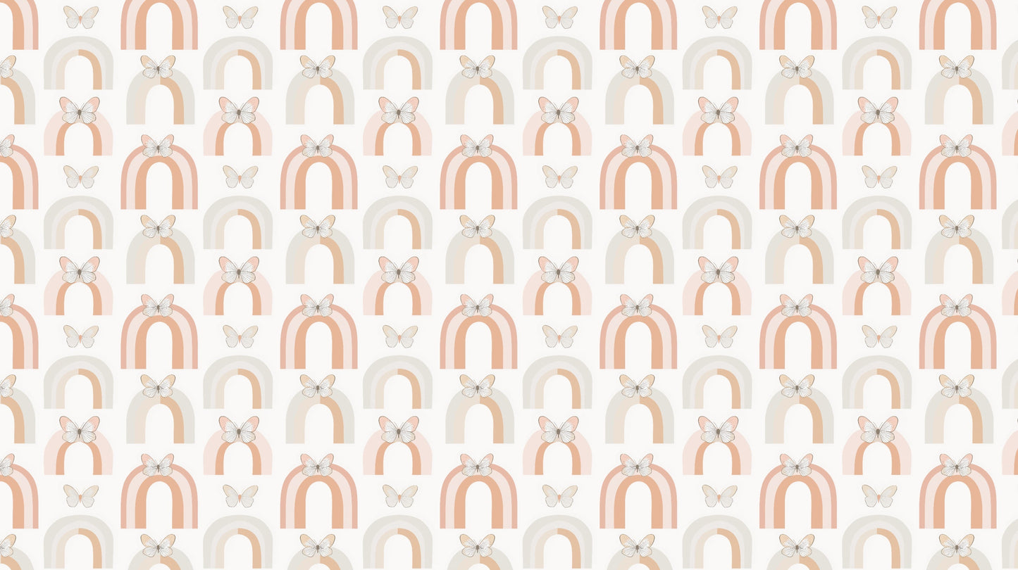 Detailed pastel rainbow butterfly mural wallpaper design pattern by Kids-Mundo