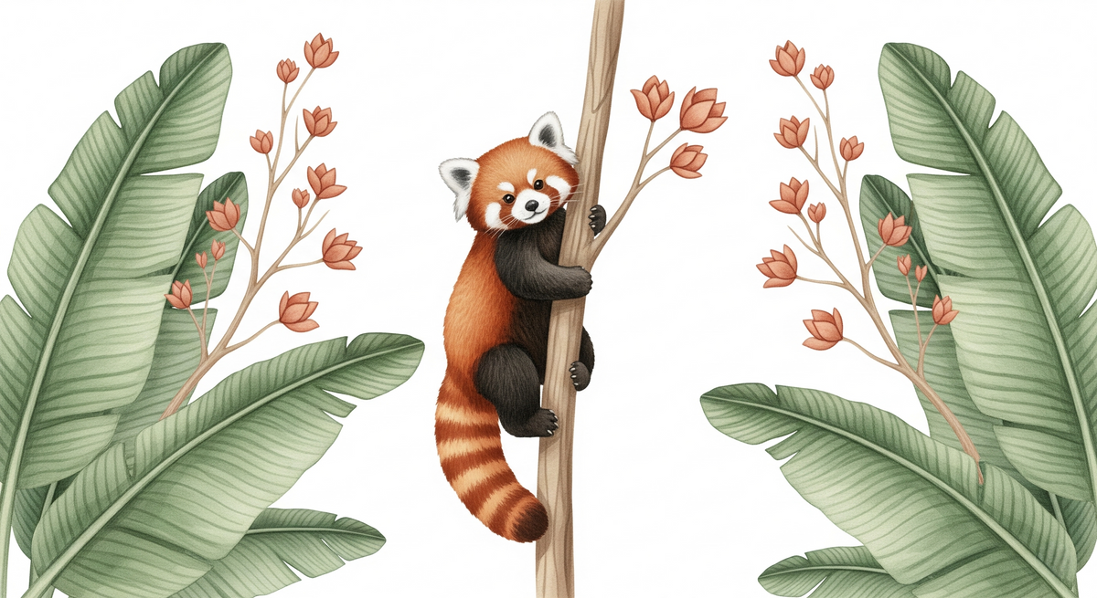 Red Panda Climbing Jungle Tree Wall Mural
