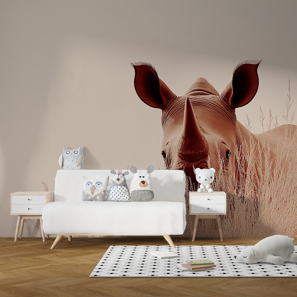 Safari animal wallpaper creating peaceful atmosphere in children's bedroom decor
