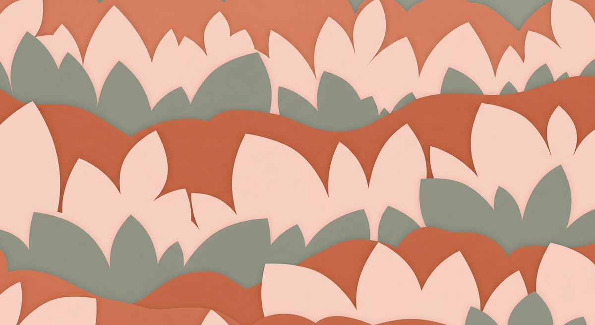 Terracotta Rolling Hills Leaf Wall Mural