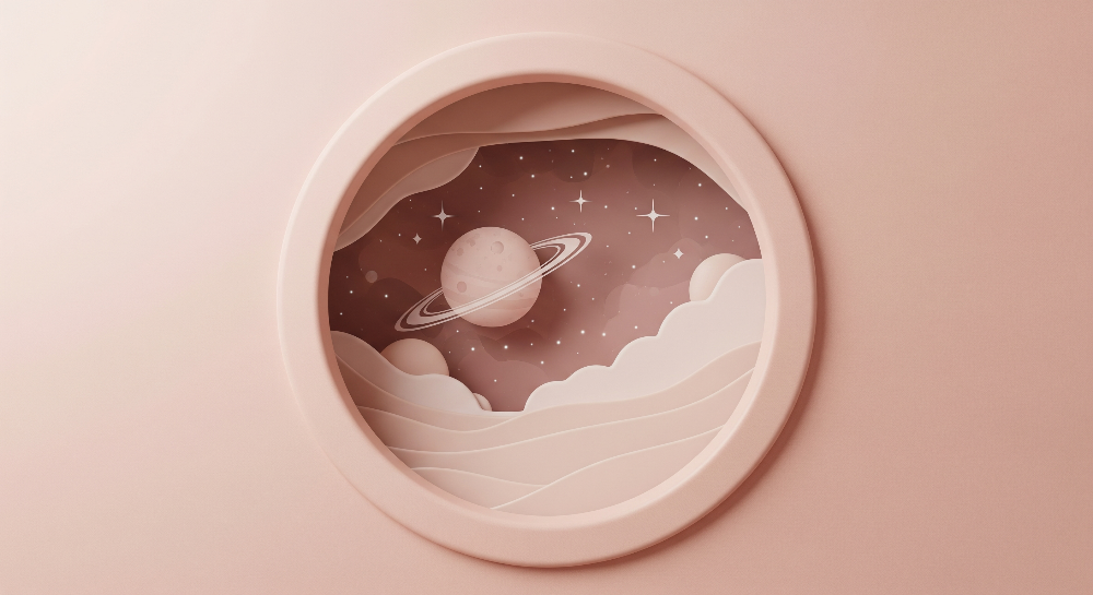 Round Porthole Ringed Planet Wall Mural