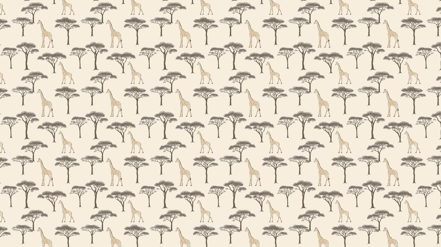 Detailed safari giraffe and acacia tree mural wallpaper design pattern by Kids-Mundo