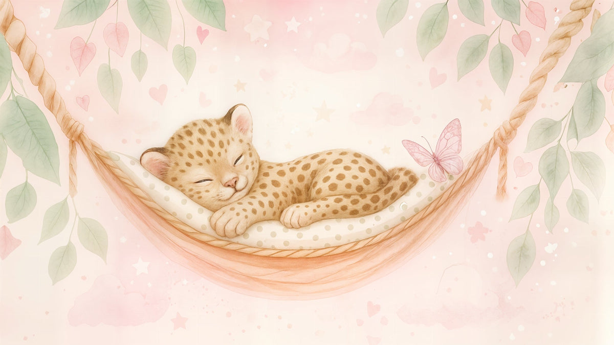 Sleeping Baby Leopard in a Hammock Wall Mural