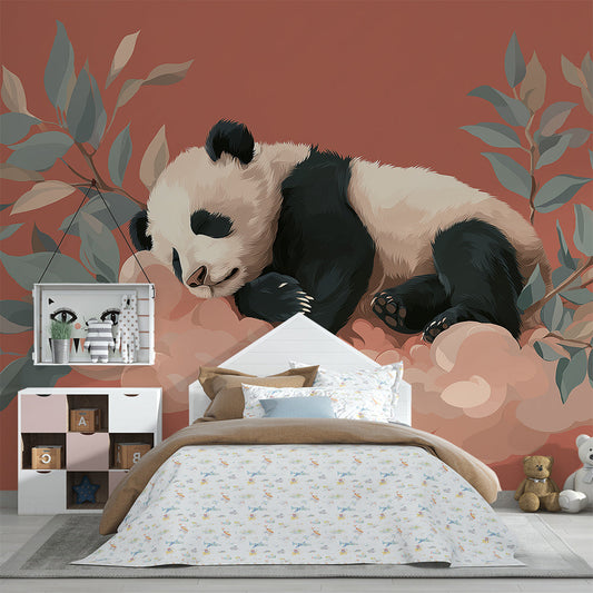 Kids-Mundo dozing panda wall mural bringing a calm mood to a child's bedroom