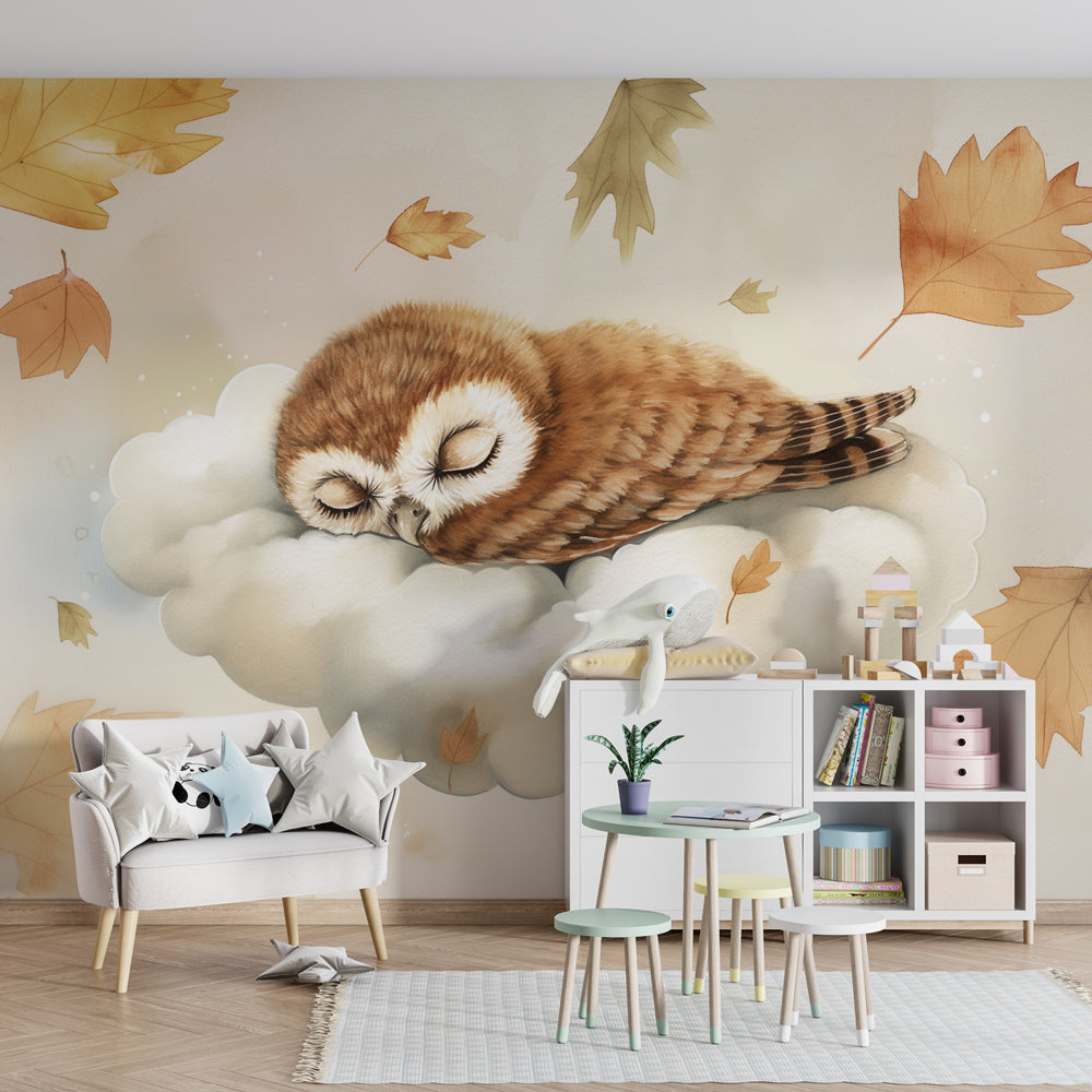 Owl themed wallpaper creating cozy atmosphere in child's bedroom decor by Kids-Mundo