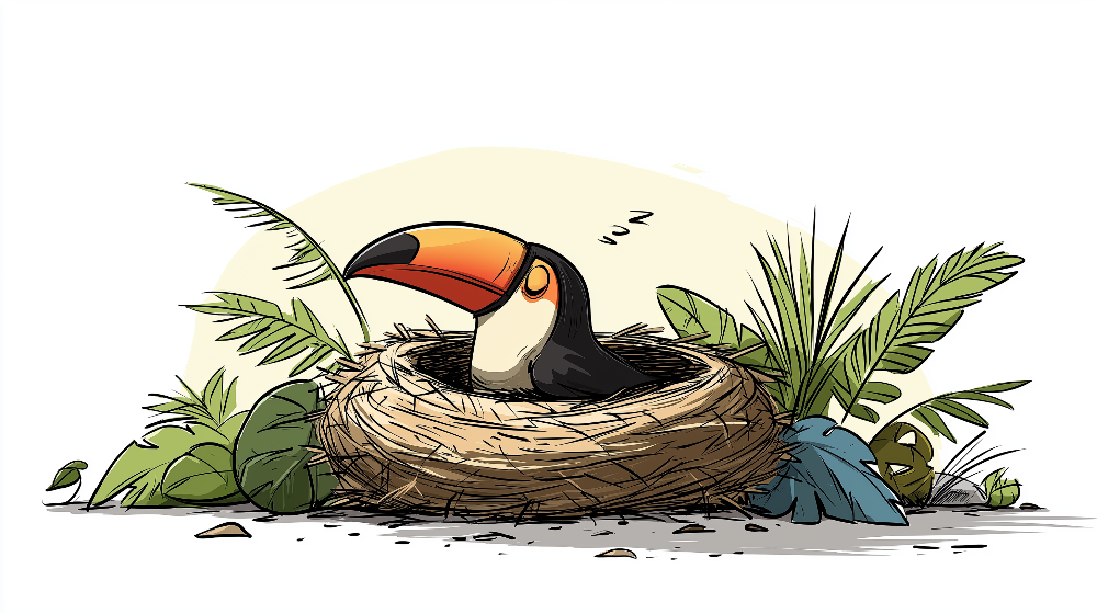 Sleepy Toucan in Its Nest Wall Mural
