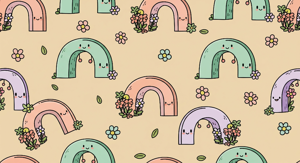 Smiling Rainbow Arches Pattern Wall Mural