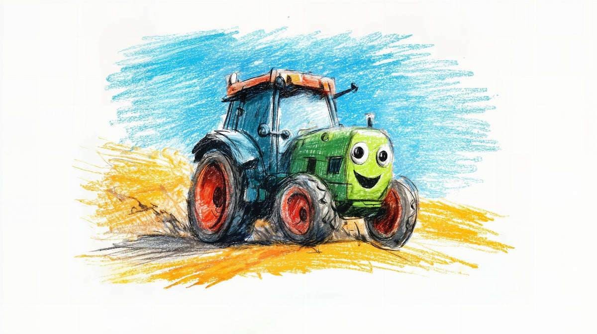 Smiling Green Tractor Wall Mural