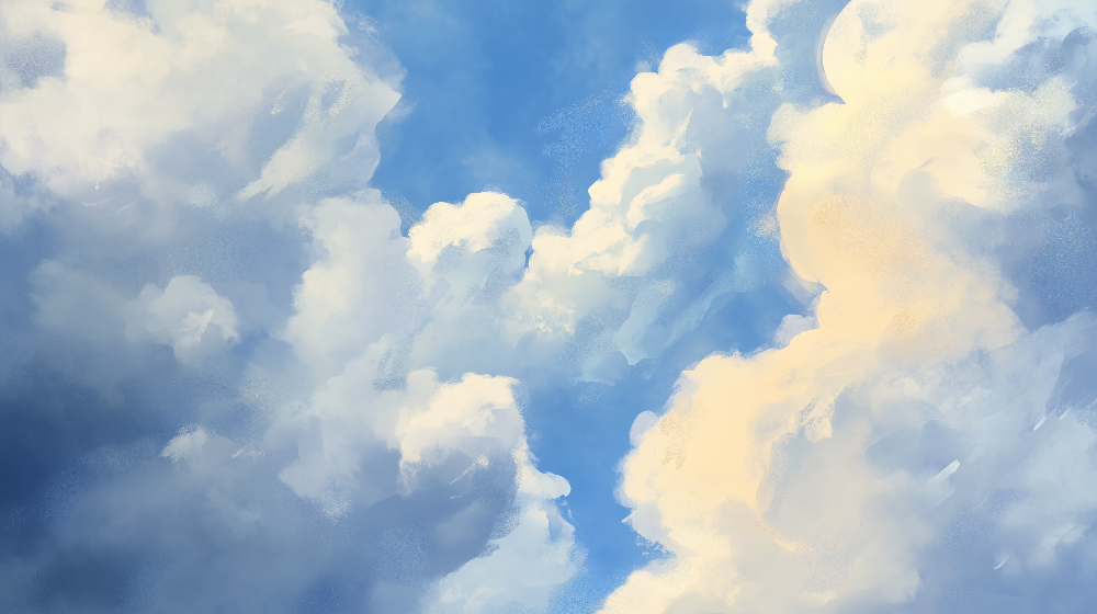Soft Painterly Clouds in a Calm Blue Sky Wall Mural