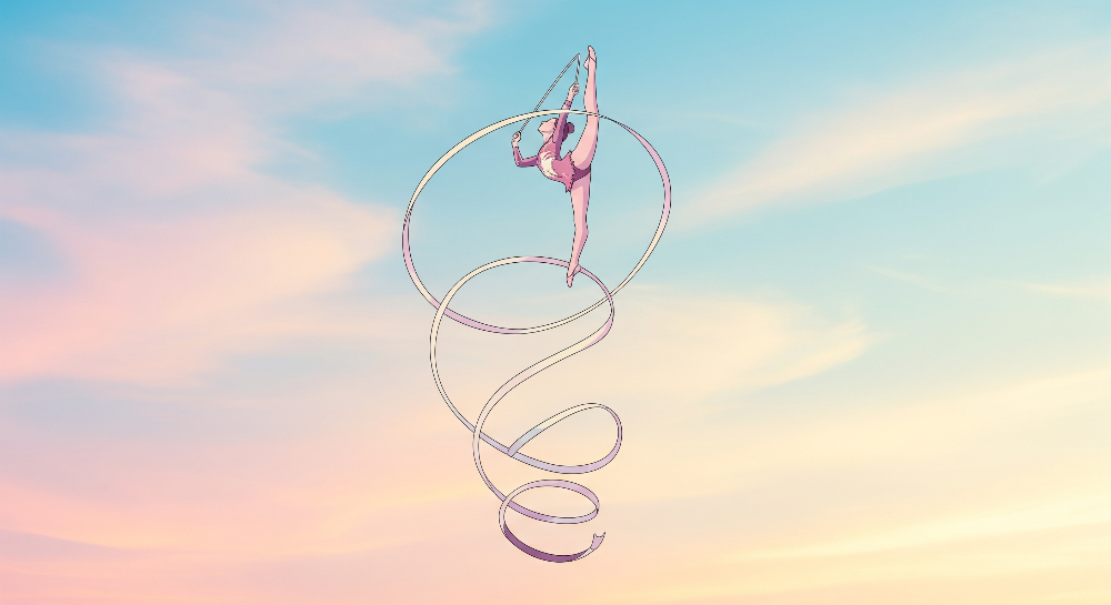 Ribbon Gymnast in a Dreamy Sunset Sky Wall Mural