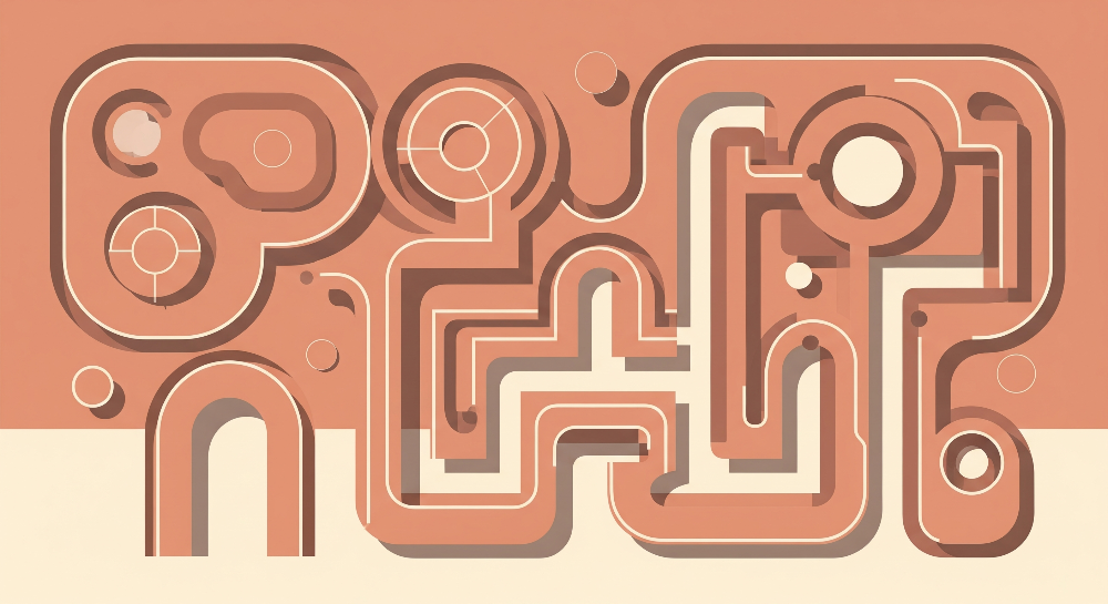 Abstract Terracotta Maze Pattern Wall Mural