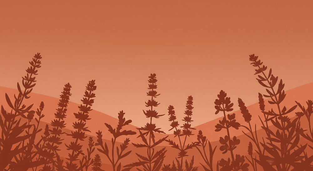 Flat artwork preview of the Kids-Mundo terracotta wildflower silhouette wall mural design