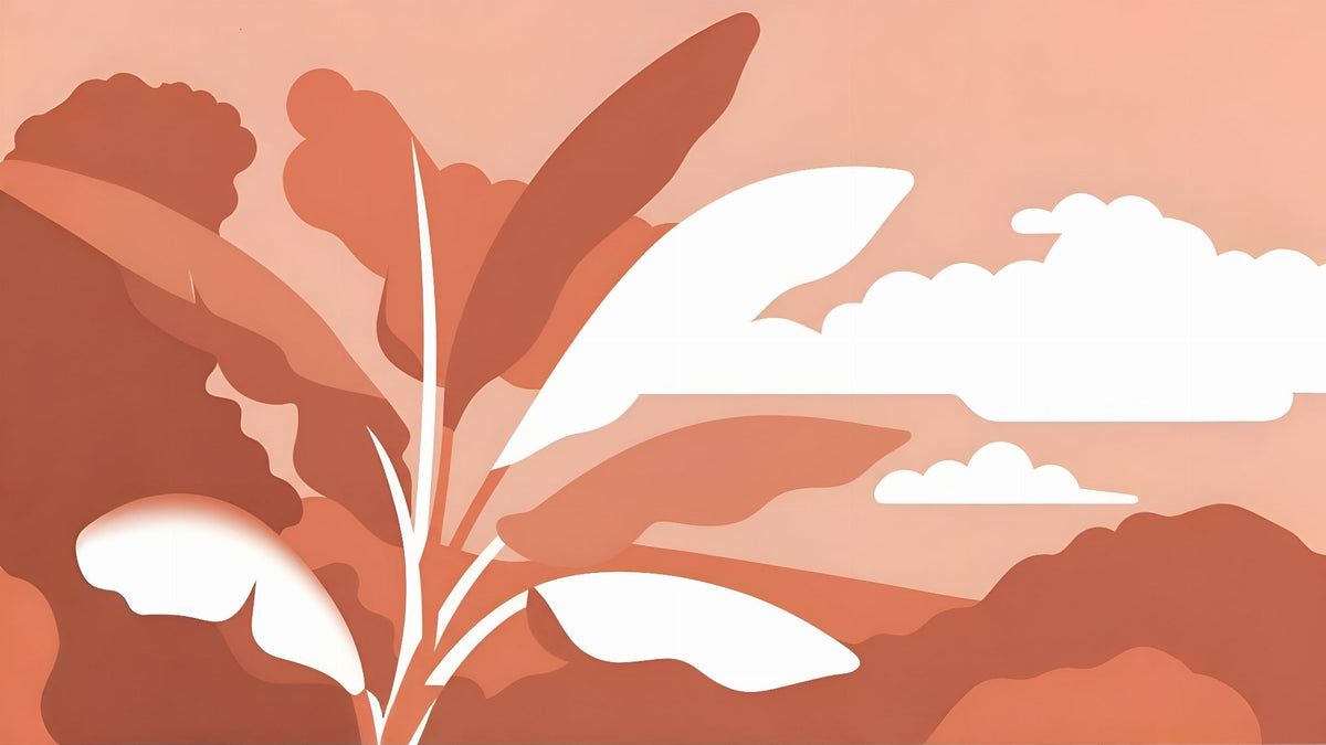 Minimalist Tropical Leaf and Cloud Wall Mural