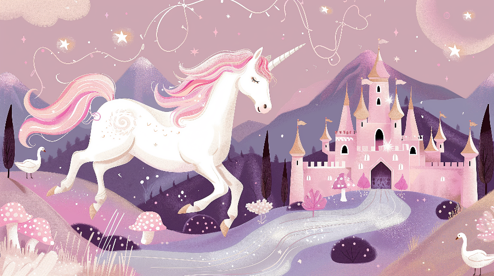 Unicorn and Fairytale Castle Wall Mural