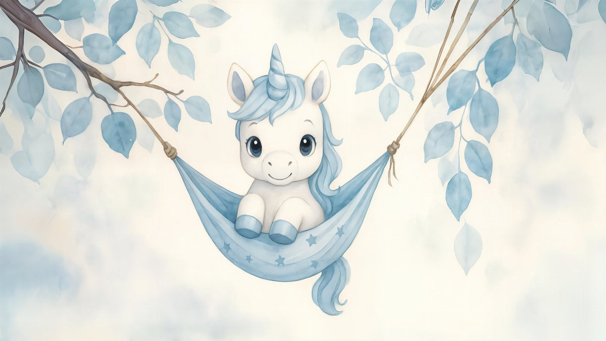 Baby Unicorn Hammock Wall Mural