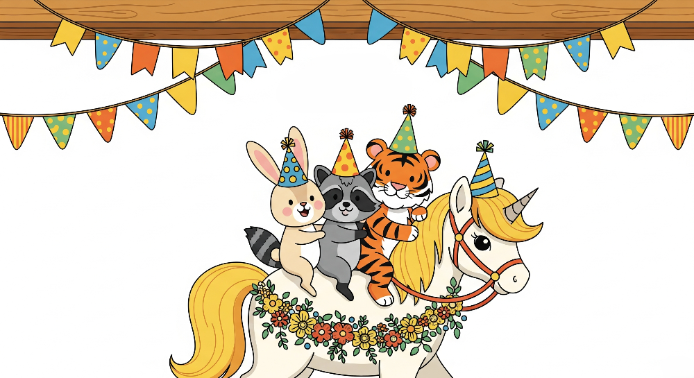 Unicorn Birthday Party Animal Friends Wall Mural