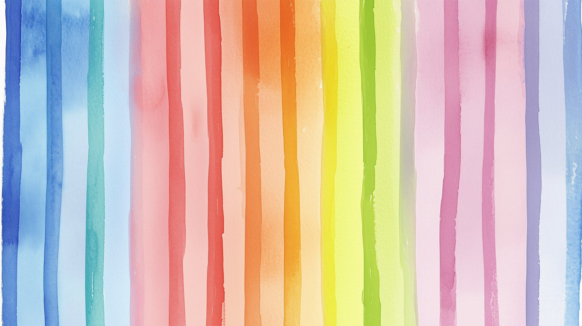 Watercolour Rainbow Stripes Wall Mural