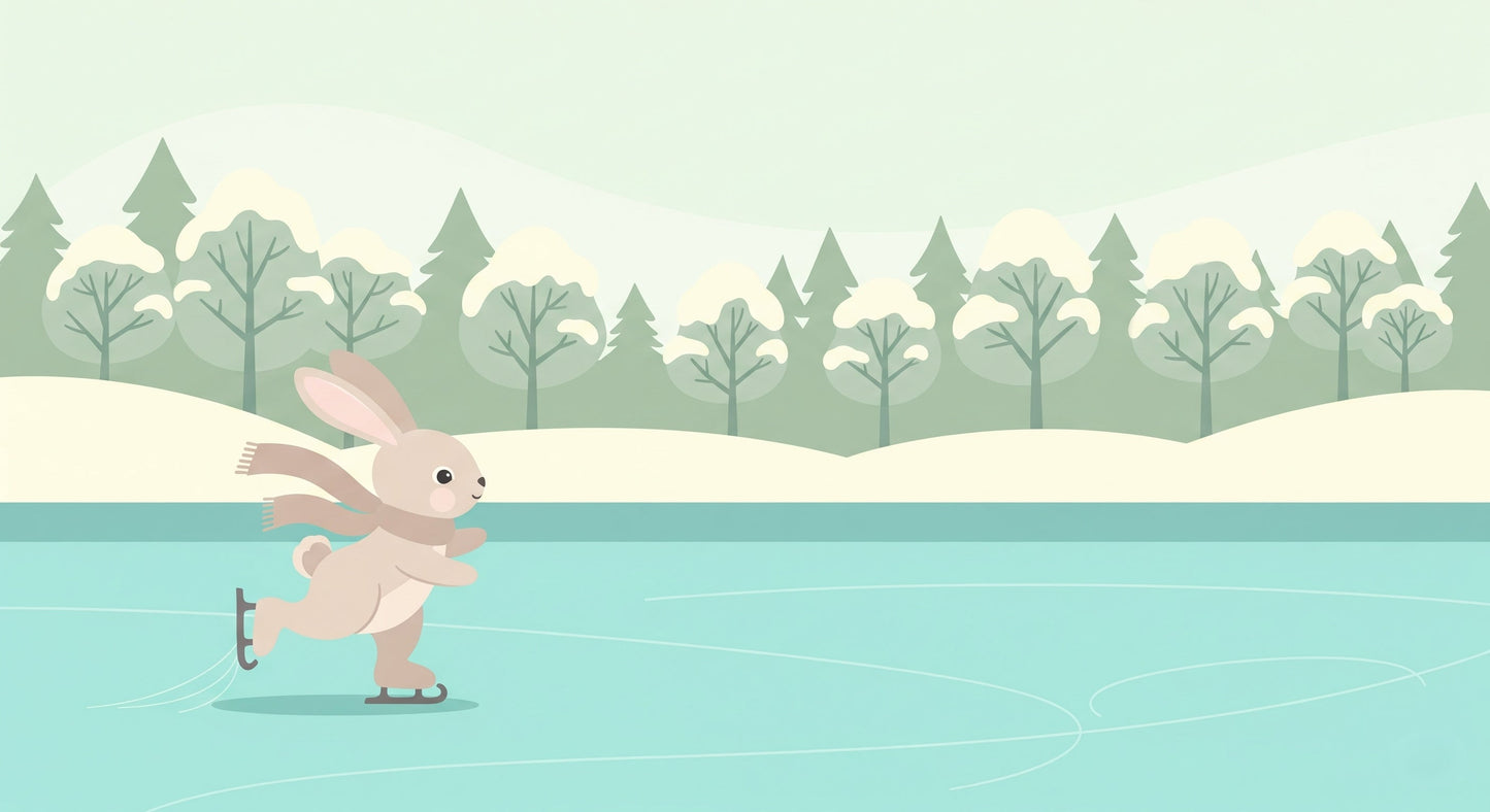 Detailed winter rabbit ice skating mural wallpaper design pattern by Kids-Mundo