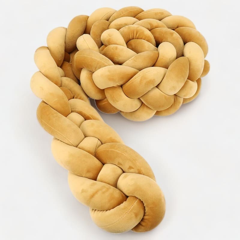 Mustard Braided Bed Bumper | Soft Velvet Cotton Safety Accessory