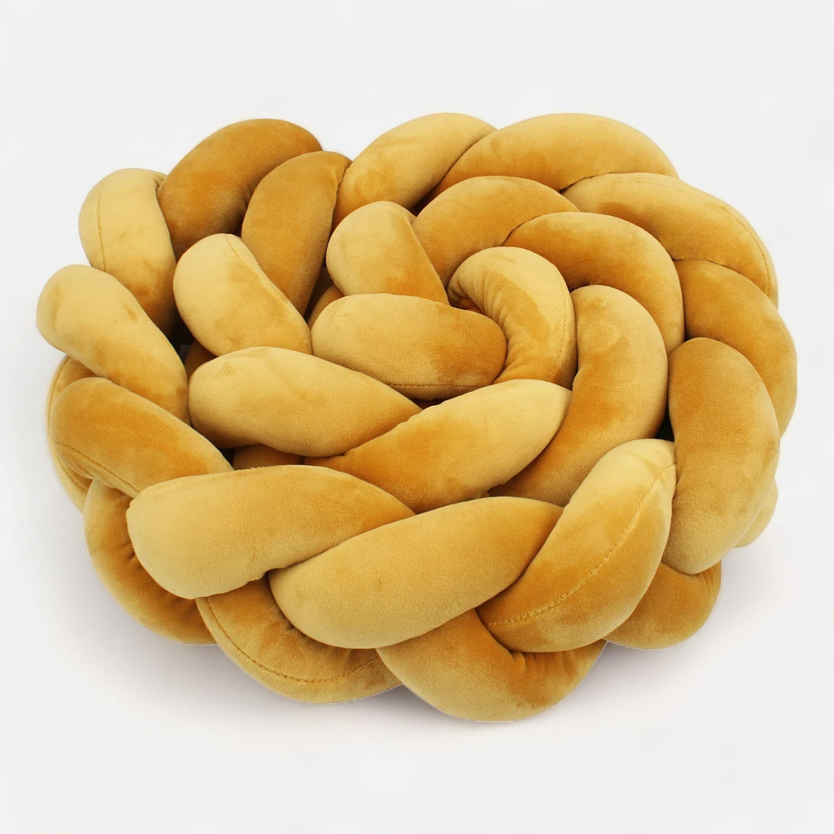 Mustard Braided Bed Bumper | Soft Velvet Cotton Safety Accessory