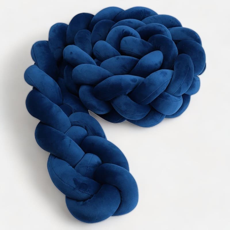 Blue Braided Baby Bumper | Soft Cotton Protection for Crib