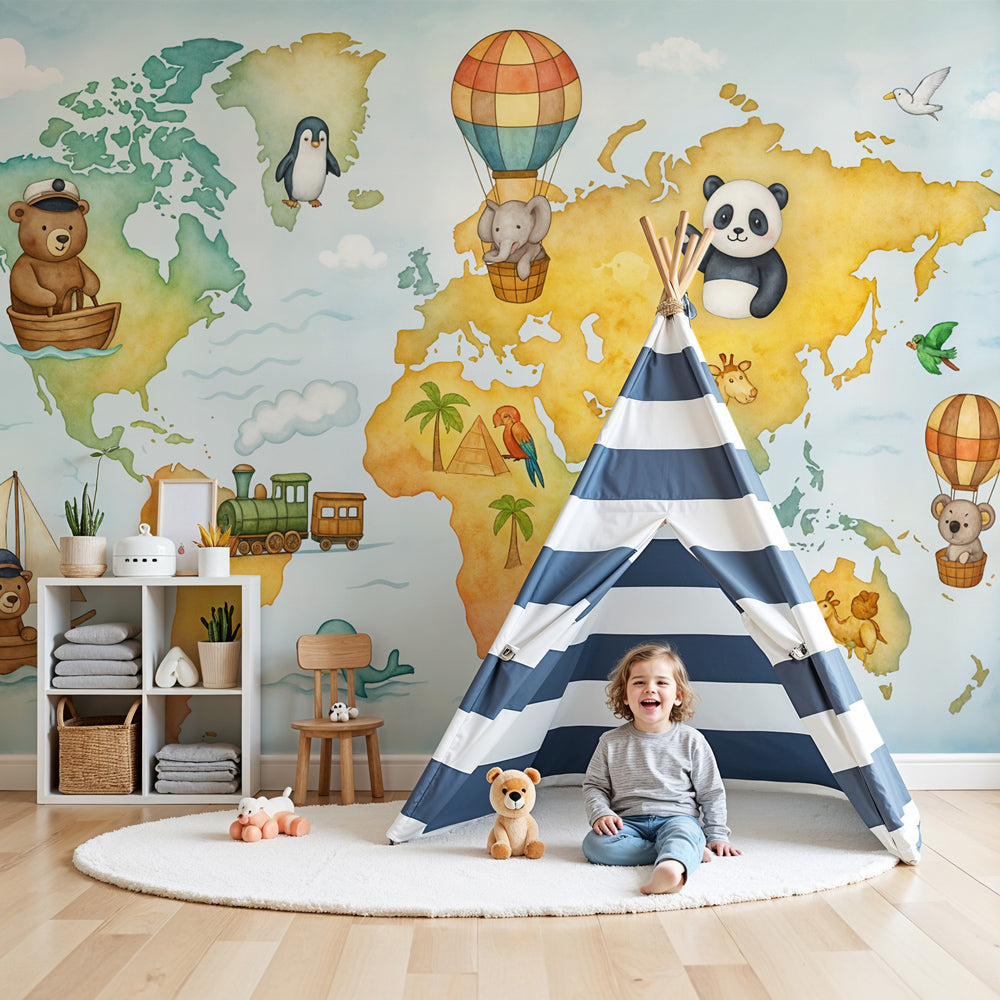 World Map Mural Wallpaper