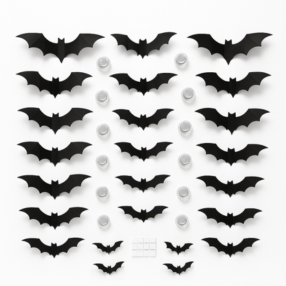 Halloween Bat Wall Decor | LED 3D Glow-in-the-Dark Bats