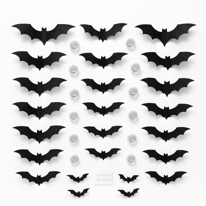 Halloween Bat Wall Decor | LED 3D Glow-in-the-Dark Bats