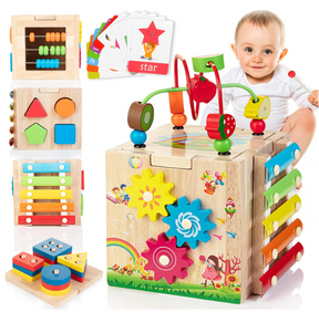 Montessori Activity Cube | 8 Engaging Learning Games for Toddlers