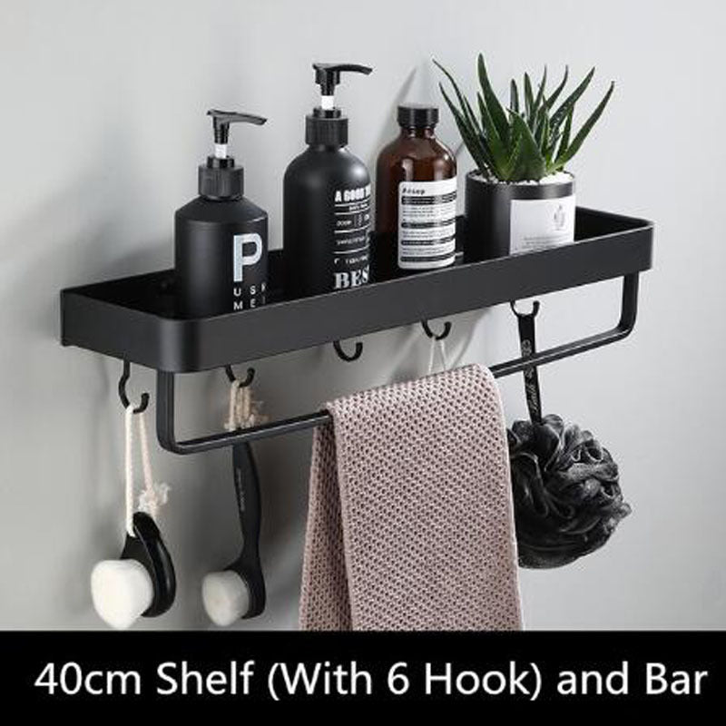 Black Aluminum Wall Shelf | Modern Minimalist Space-Saving Design