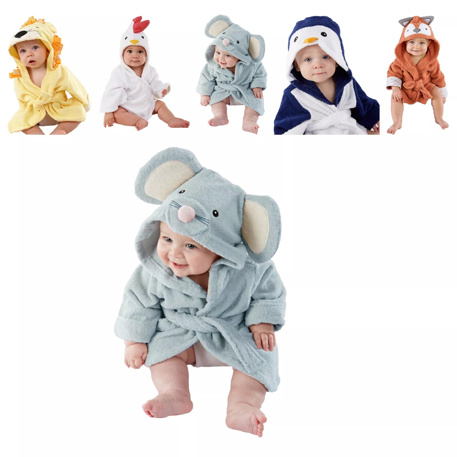 Baby Bathrobe for Toddlers | Soft Absorbent Cotton with Animal Design