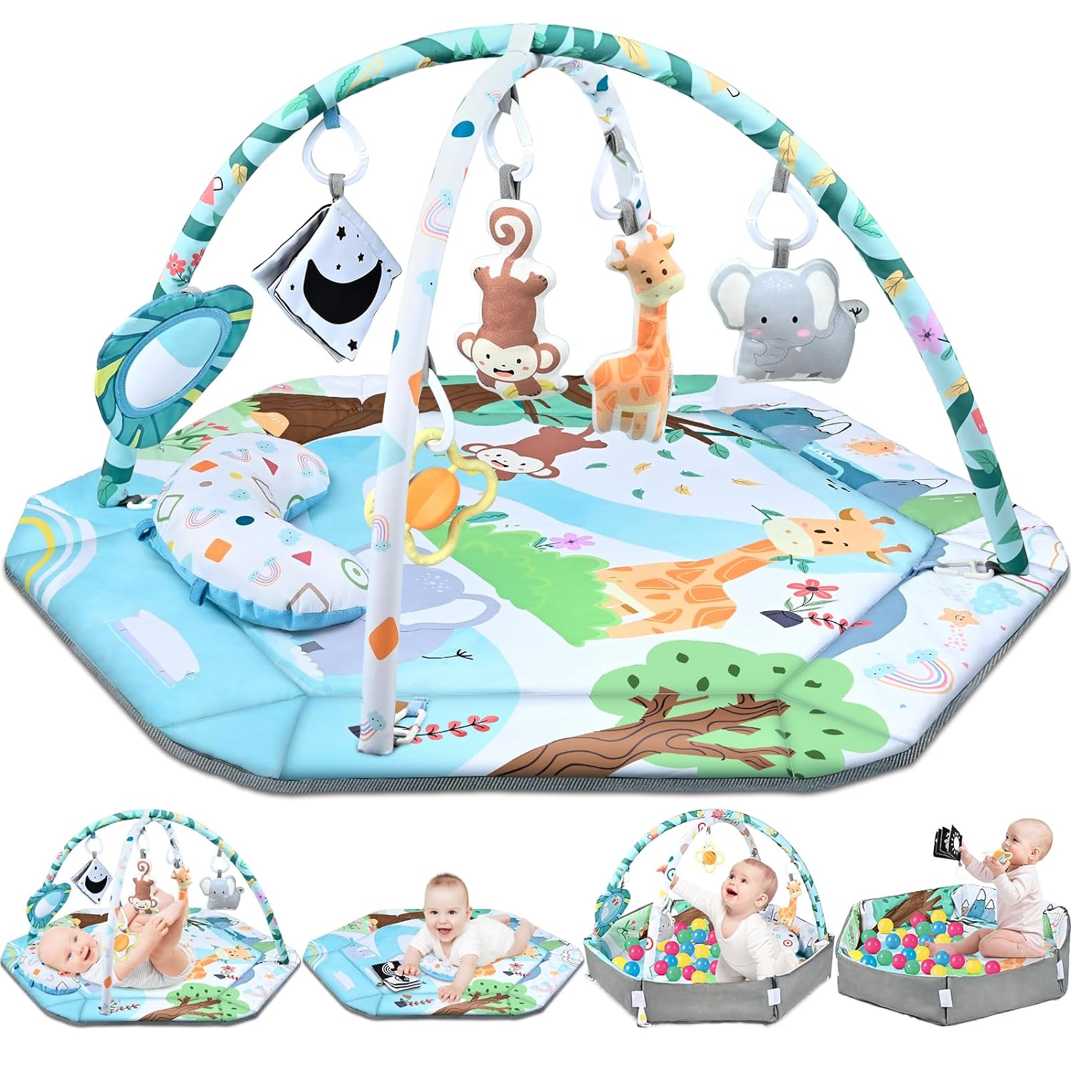 Baby Play Mat with Toys | Soft, Breathable, Washable Design