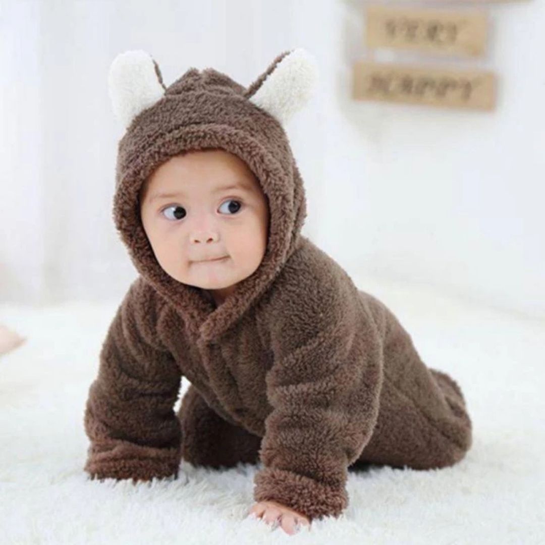 Baby Bear Hooded Onesie | Soft, Warm Outfit with Ears