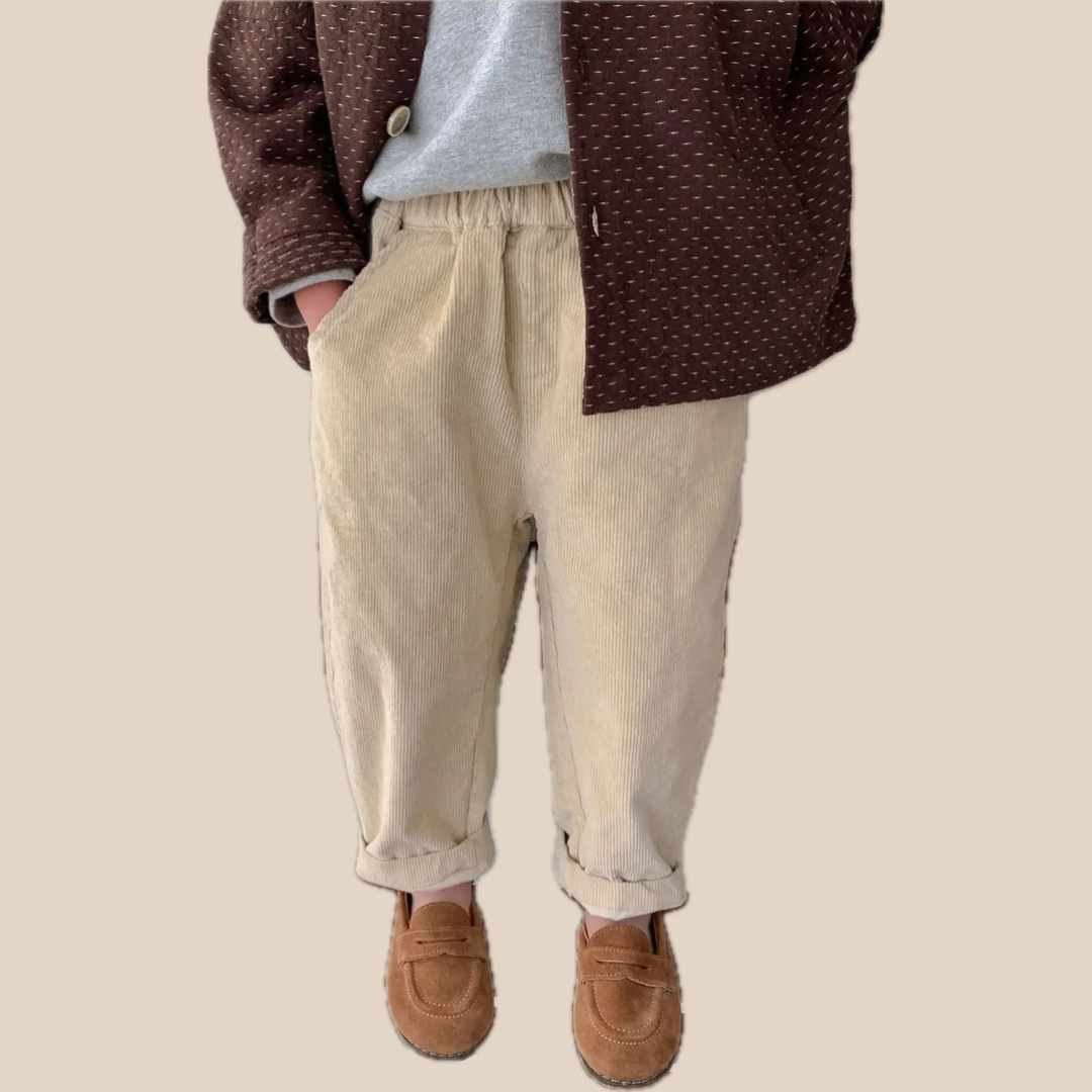 Boys Elastic Sweatpants | Comfortable Ribbed Pants for Ages 0-7