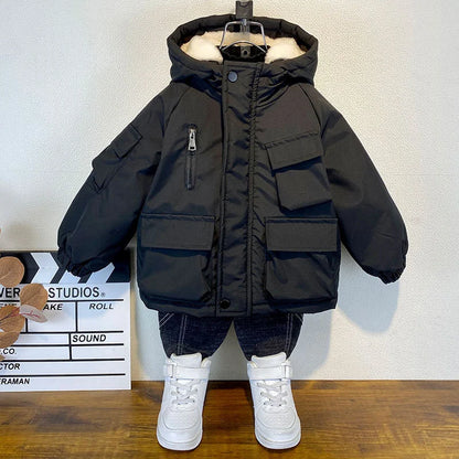 Boys Winter Coat | Thick Cotton Hooded Jacket