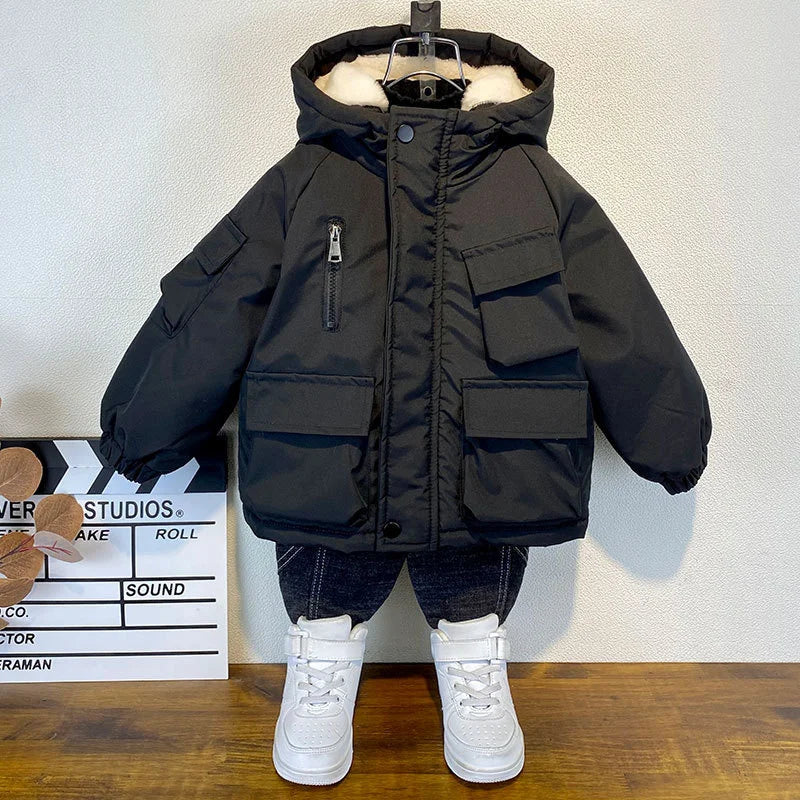 Boys Winter Coat | Thick Cotton Hooded Jacket